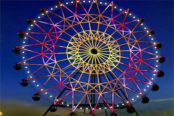 Medium Size Ferris Wheel Ride with Colorful Lights at Nights