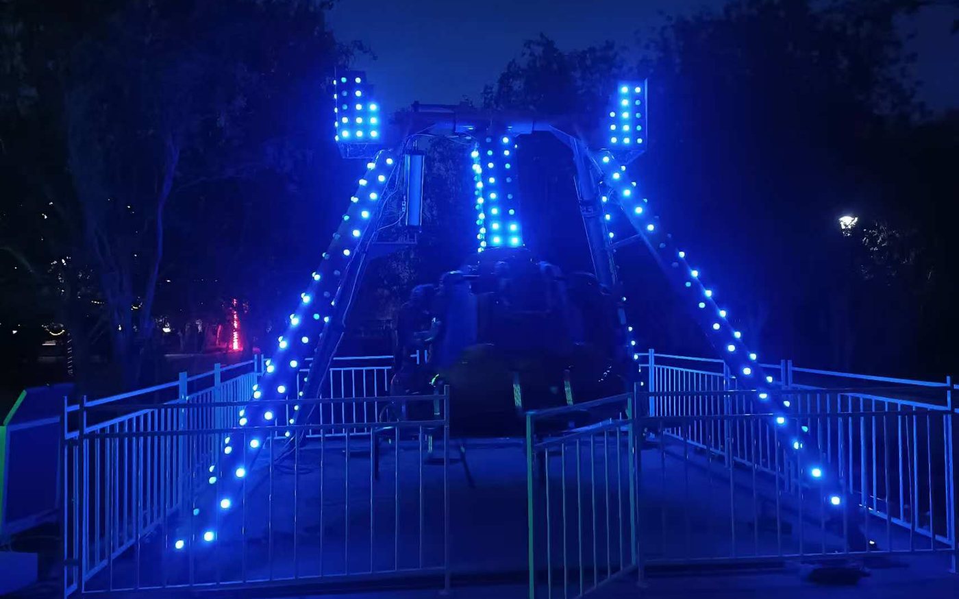 trackless sightseeing train running through a public park in kazakhstan