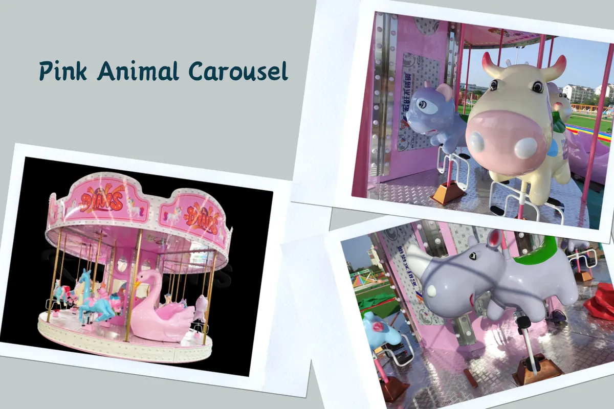 Animal figure carousel merry go round in operation
