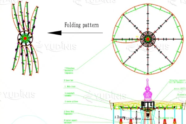 Folding pattern of a portable carousel platform by DINIS