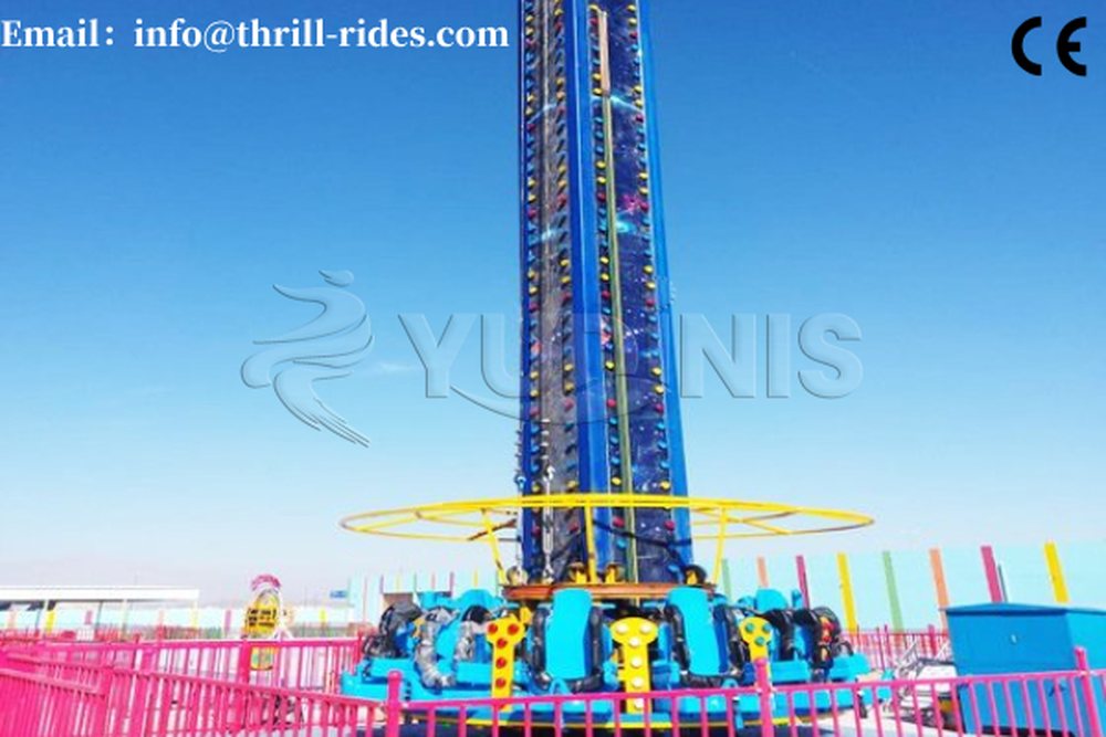 free fall drop tower ride manufactured by dinis amusement rides
