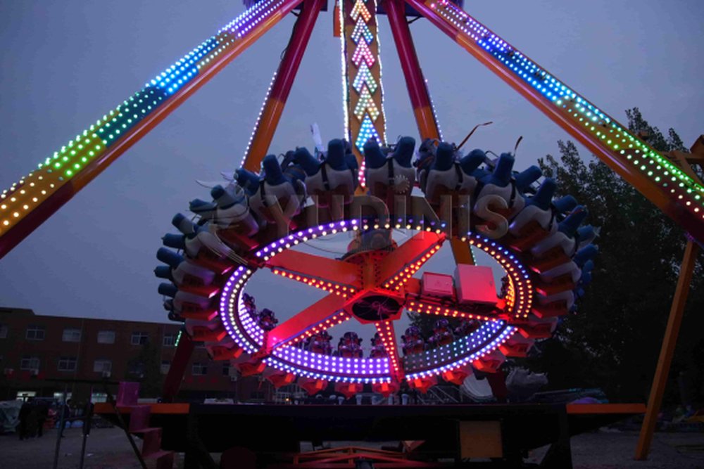 25 seat giant pendulum ride being tested at the dinis factory