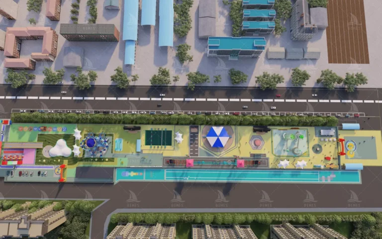 Master plan rendering for a 13,300 square metre park