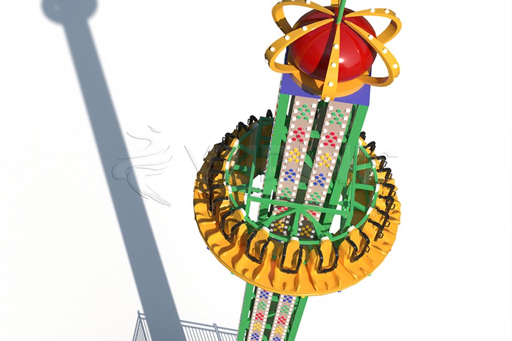 rotating tower ride running for visitors at a park