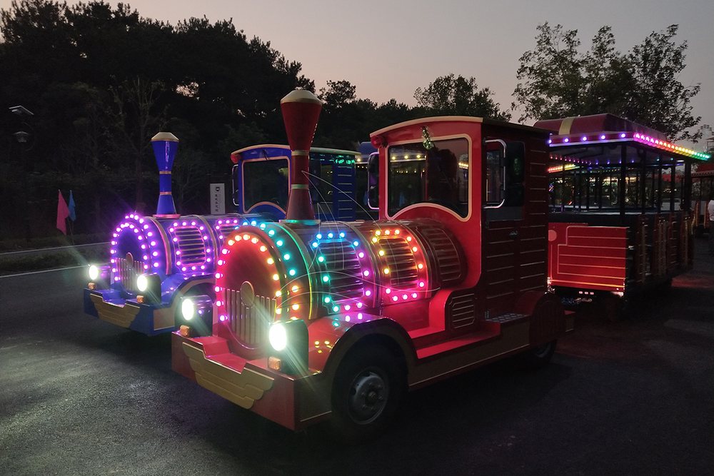 trackless road train for resorts and parks with large wheels